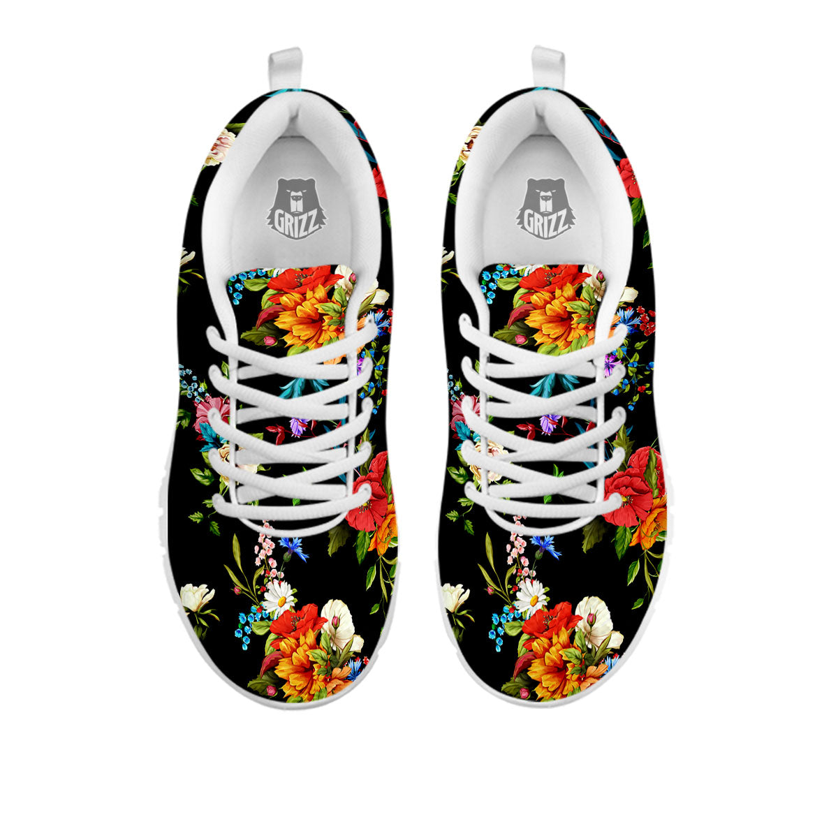Chamomile And Poppy Print Pattern White Sneaker-grizzshop