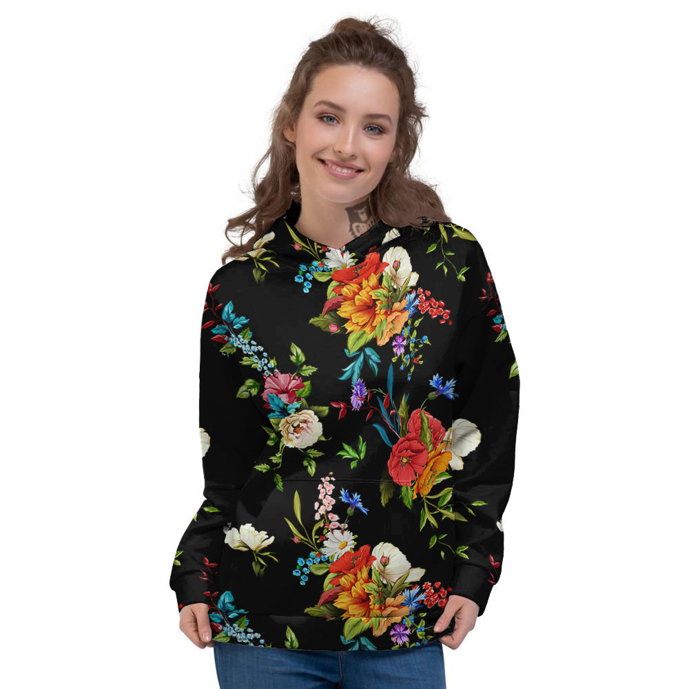Chamomile And Poppy Print Pattern Women's Hoodie-grizzshop
