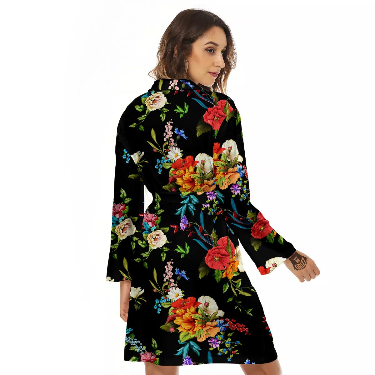 Chamomile And Poppy Print Pattern Women's Robe-grizzshop