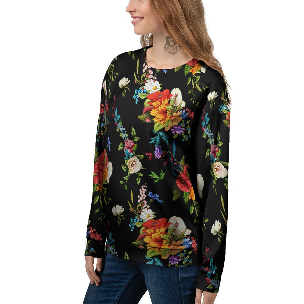 Chamomile And Poppy Print Pattern Women's Sweatshirt-grizzshop