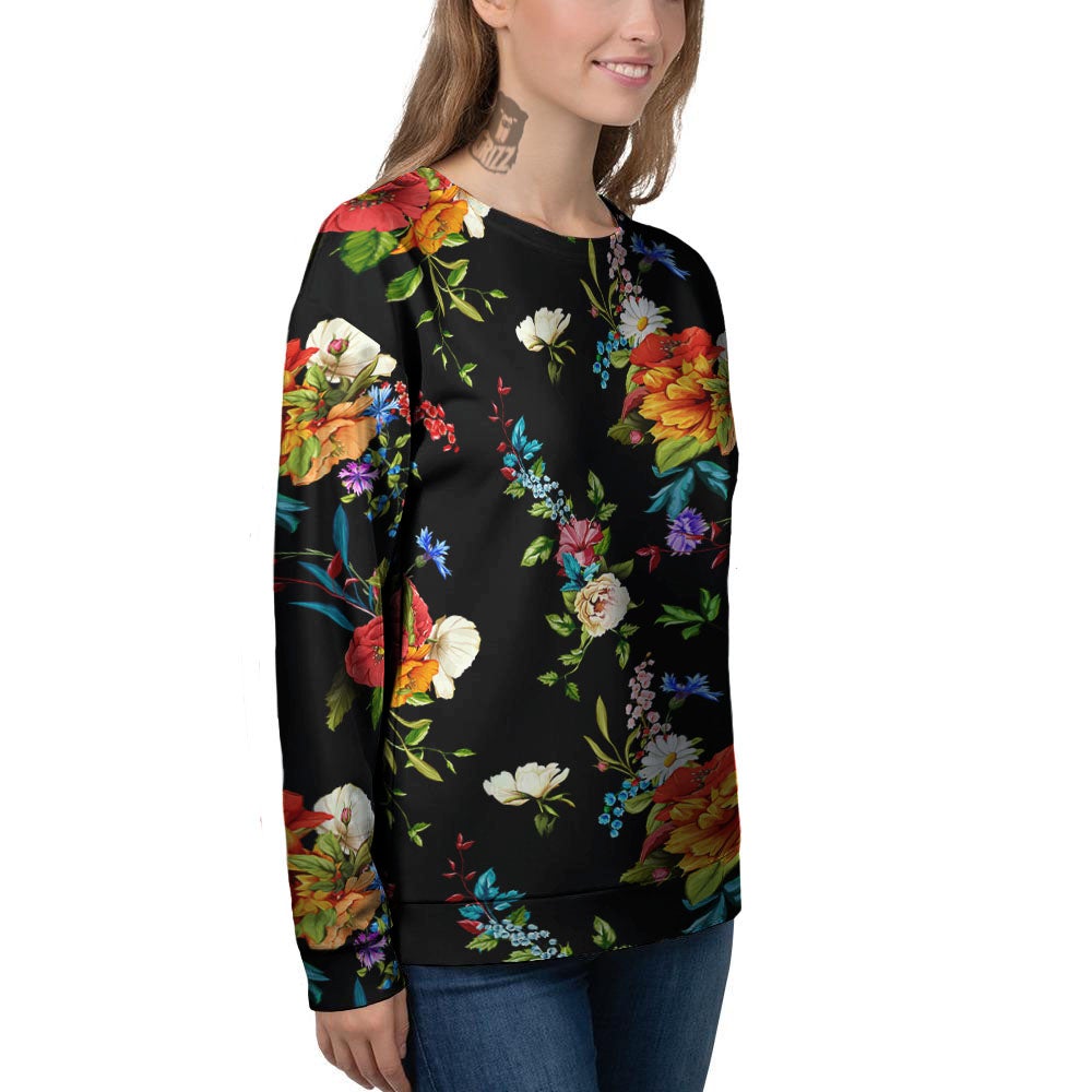 Chamomile And Poppy Print Pattern Women's Sweatshirt-grizzshop