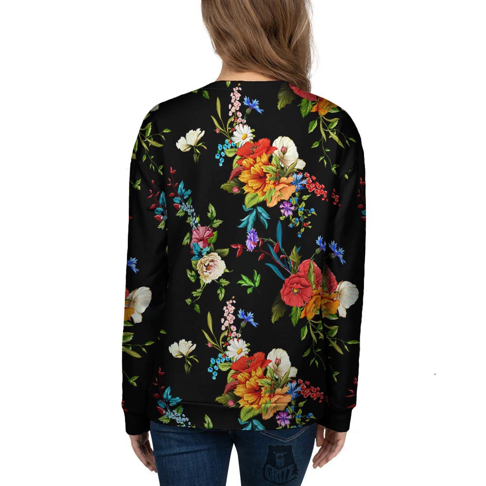Chamomile And Poppy Print Pattern Women's Sweatshirt-grizzshop