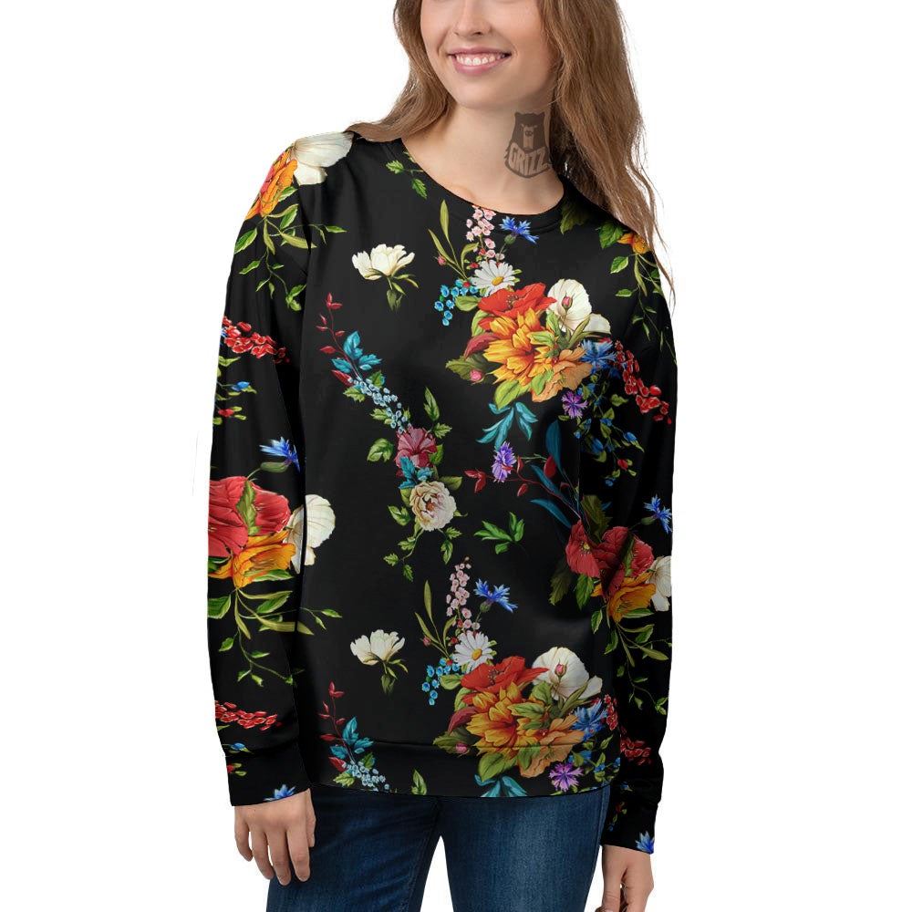 Chamomile And Poppy Print Pattern Women's Sweatshirt-grizzshop