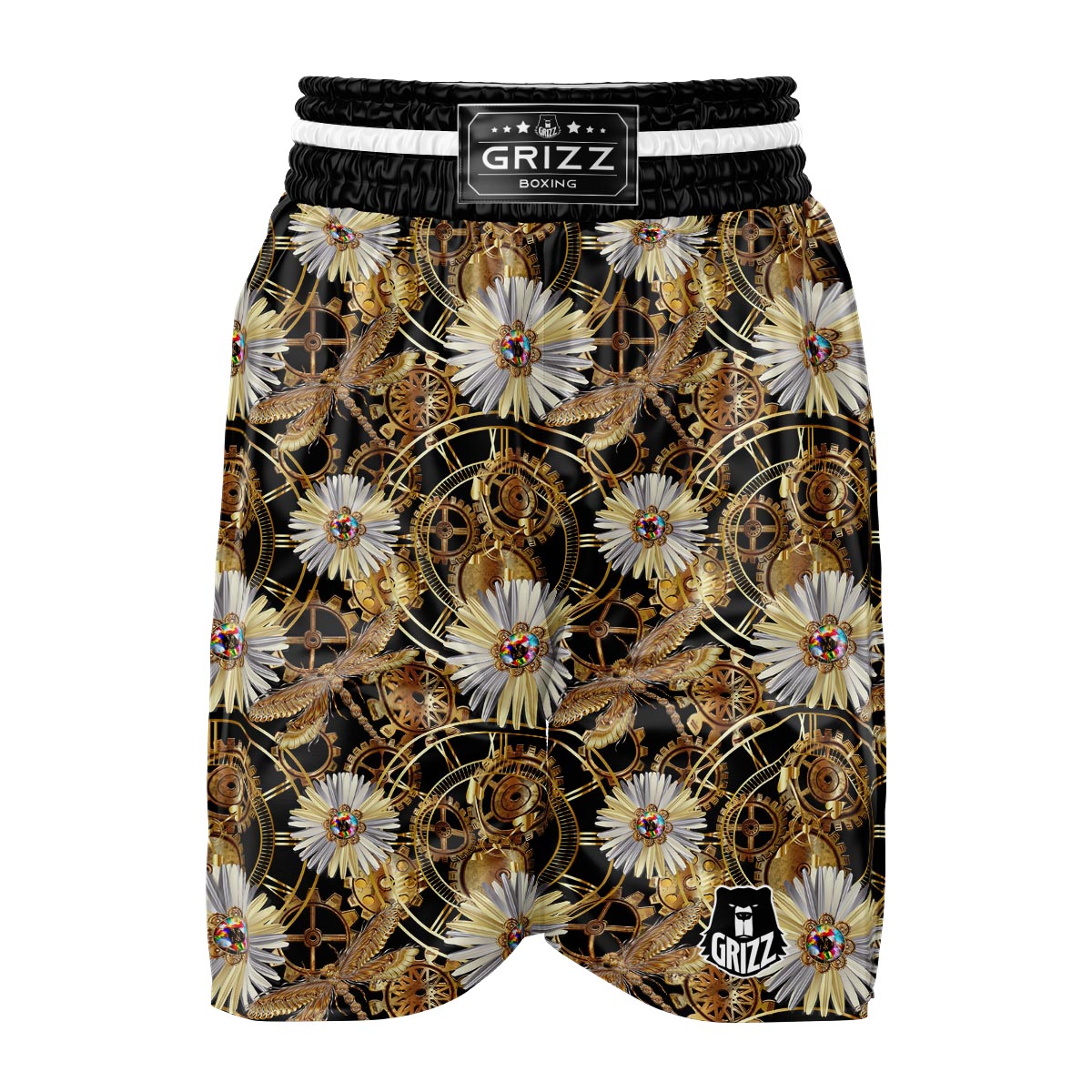 Chamomile Steampunk Print Pattern Boxing Shorts-grizzshop