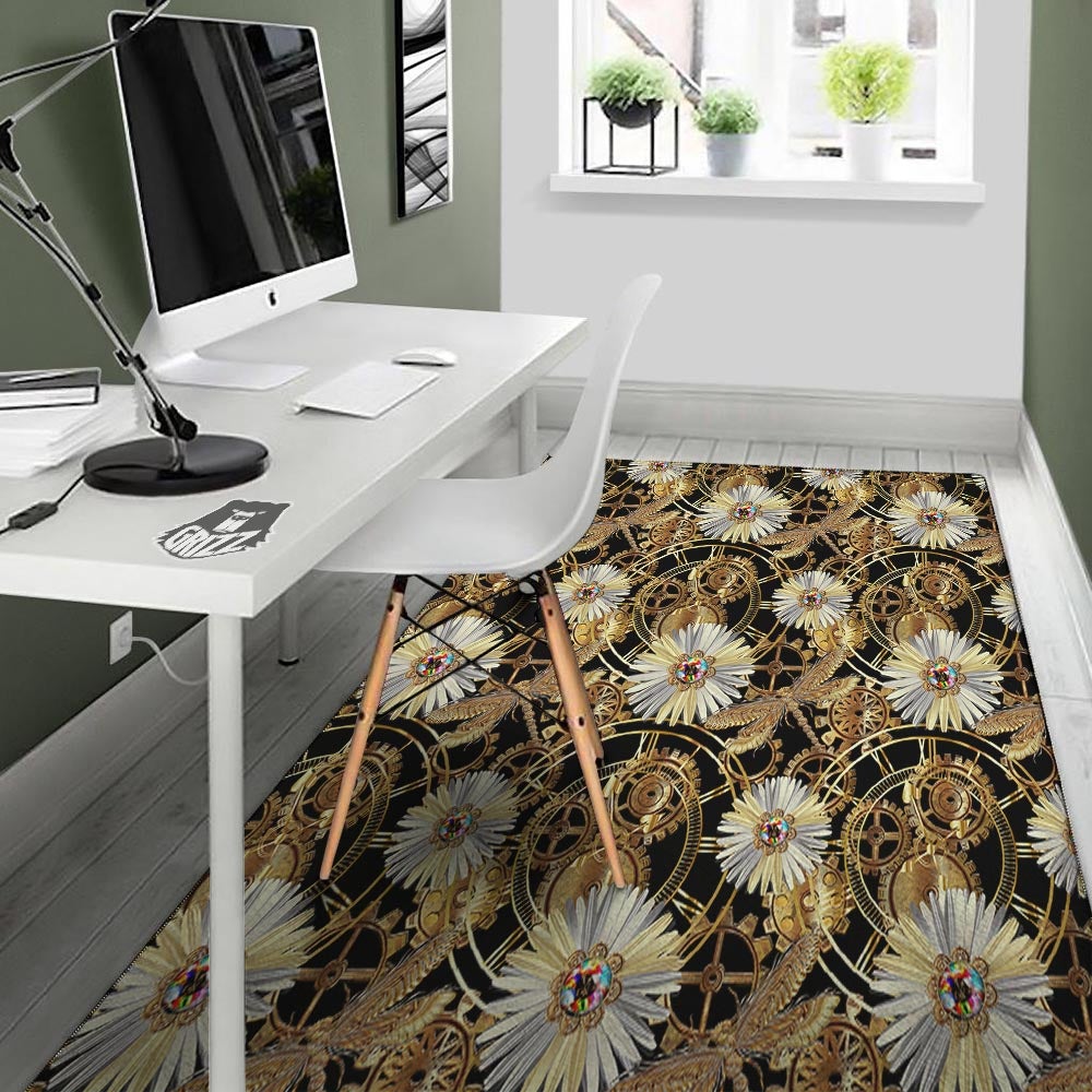 Chamomile Steampunk Print Pattern Floor Mat-grizzshop