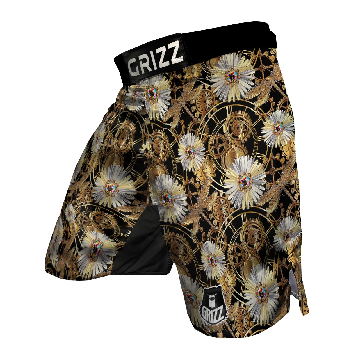 Chamomile Steampunk Print Pattern MMA Shorts-grizzshop