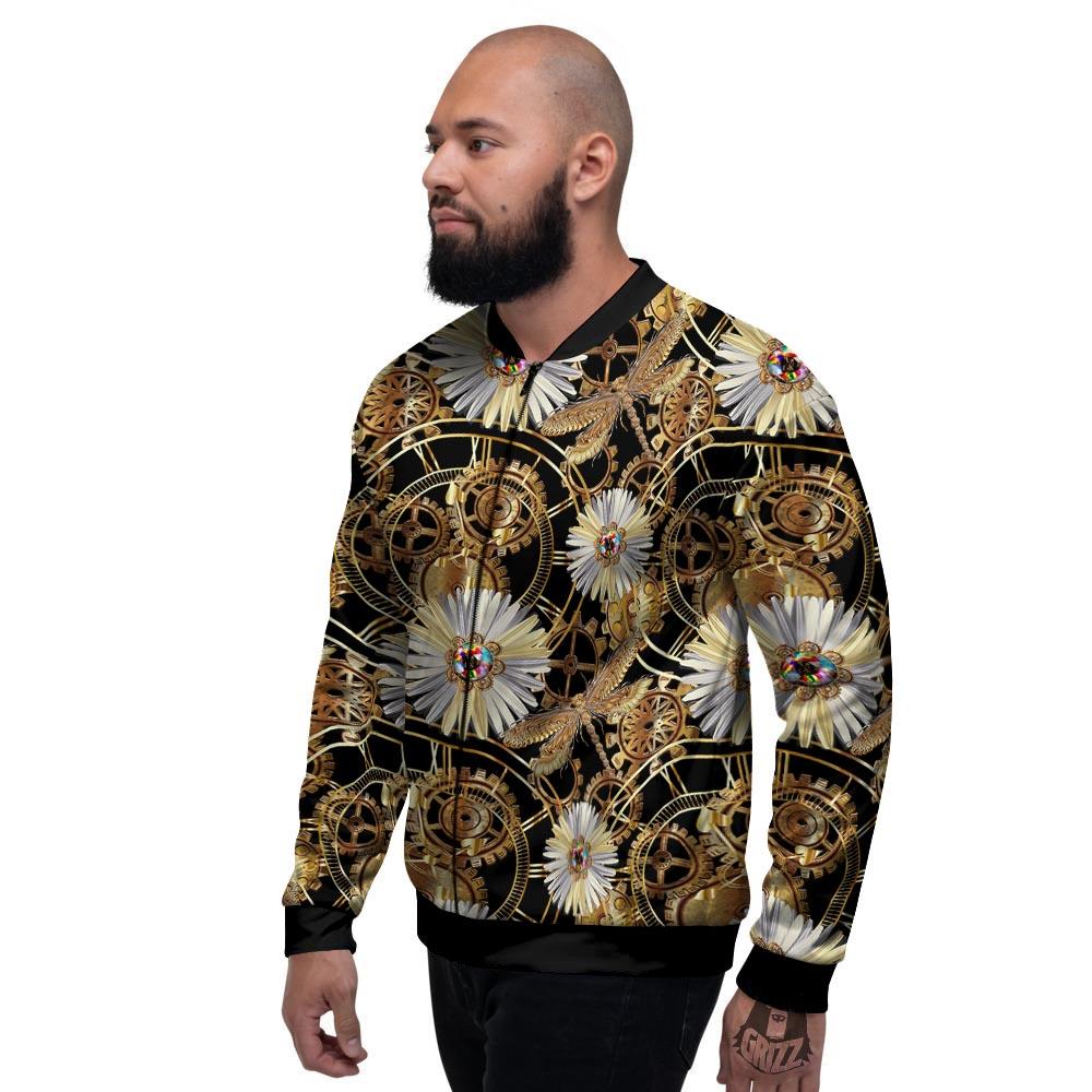 Chamomile Steampunk Print Pattern Men's Bomber Jacket-grizzshop
