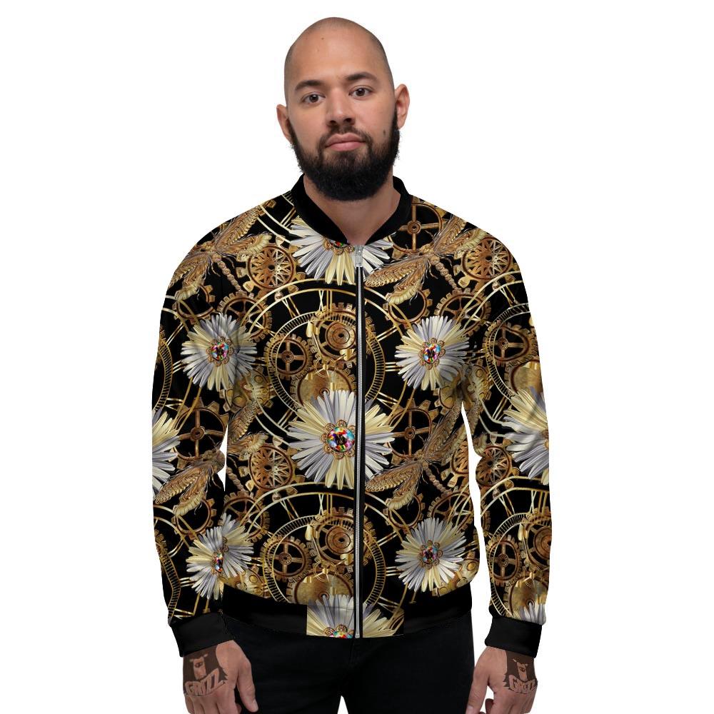 Chamomile Steampunk Print Pattern Men's Bomber Jacket-grizzshop
