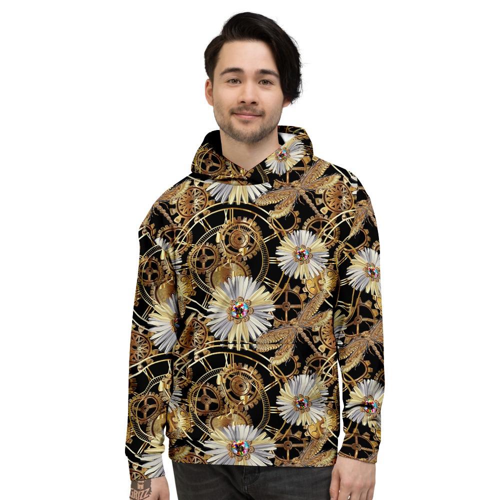 Chamomile Steampunk Print Pattern Men's Hoodie-grizzshop