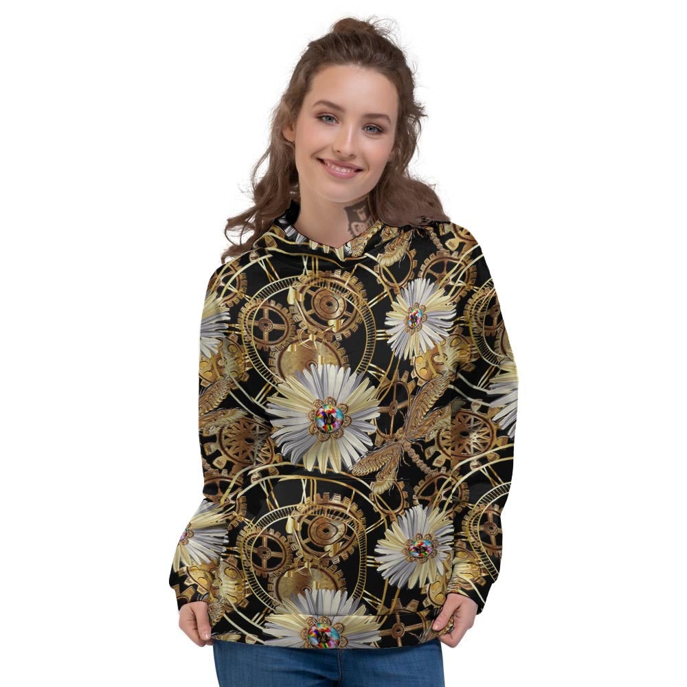 Chamomile Steampunk Print Pattern Women's Hoodie-grizzshop