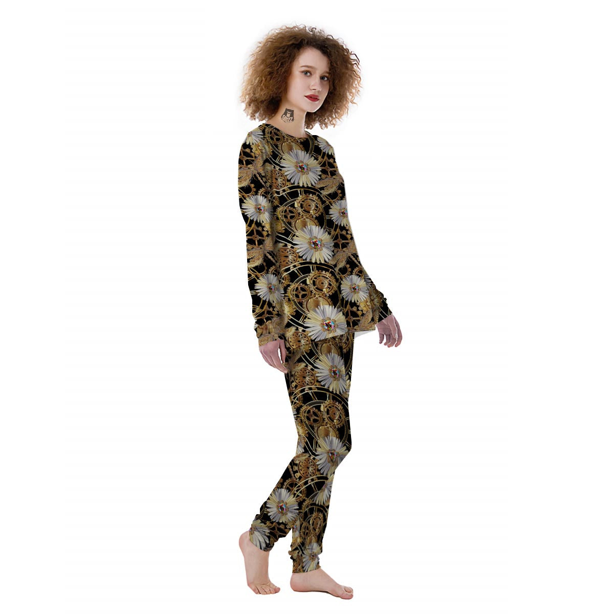 Chamomile Steampunk Print Pattern Women's Pajamas-grizzshop