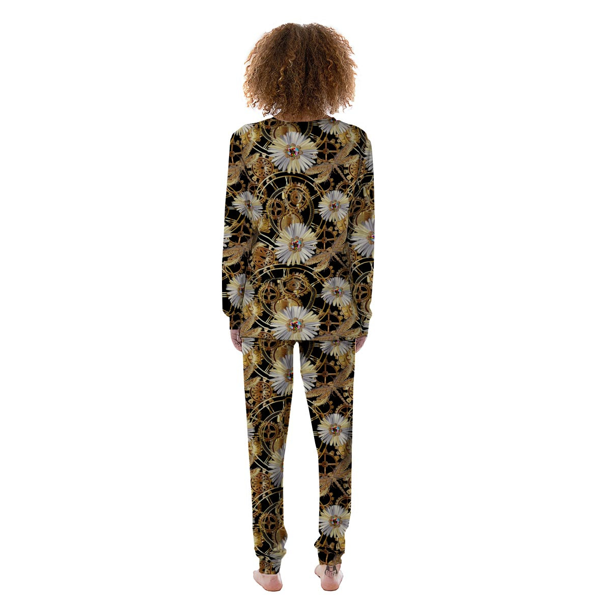 Chamomile Steampunk Print Pattern Women's Pajamas-grizzshop