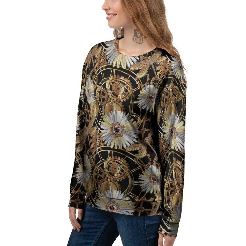 Chamomile Steampunk Print Pattern Women's Sweatshirt-grizzshop