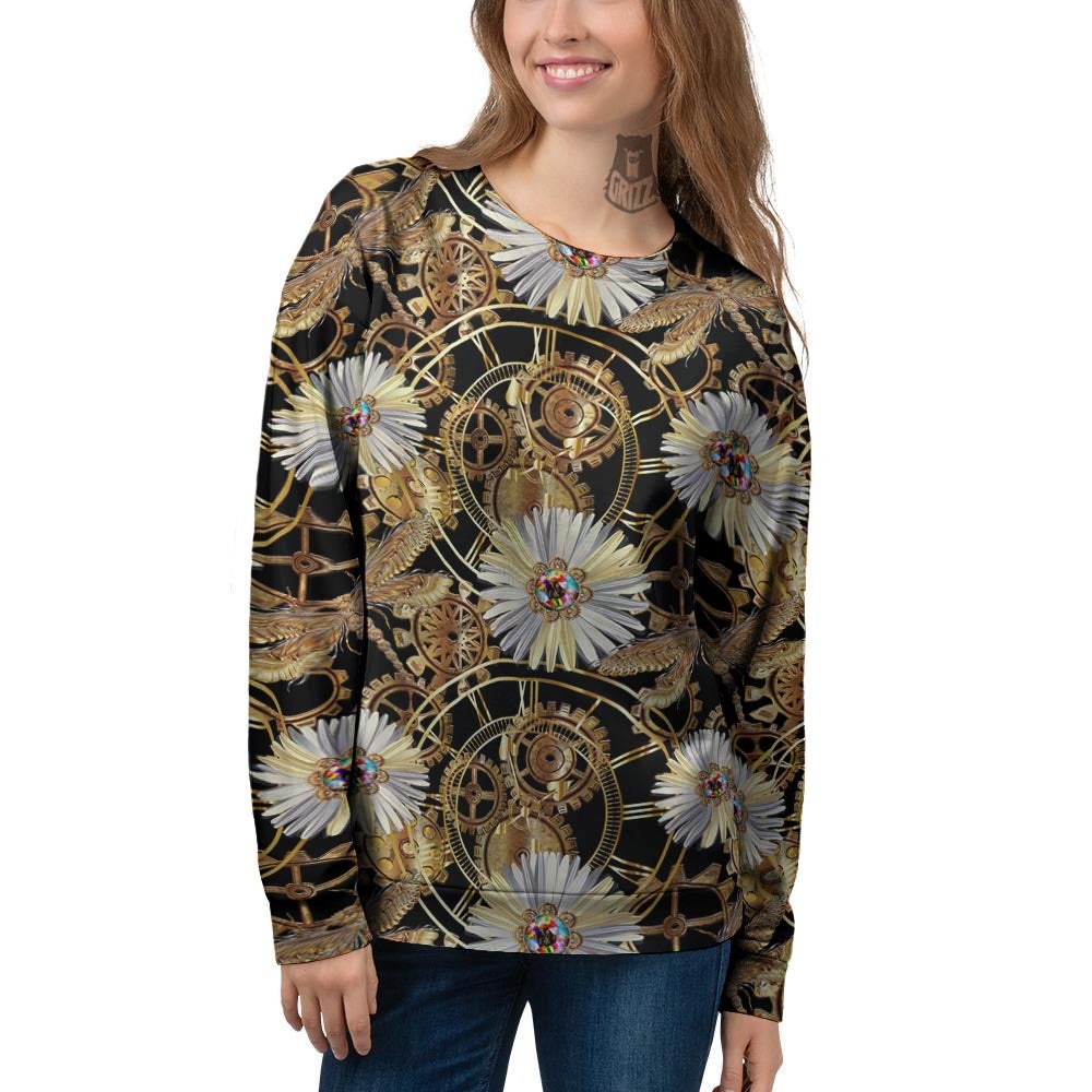 Chamomile Steampunk Print Pattern Women's Sweatshirt-grizzshop
