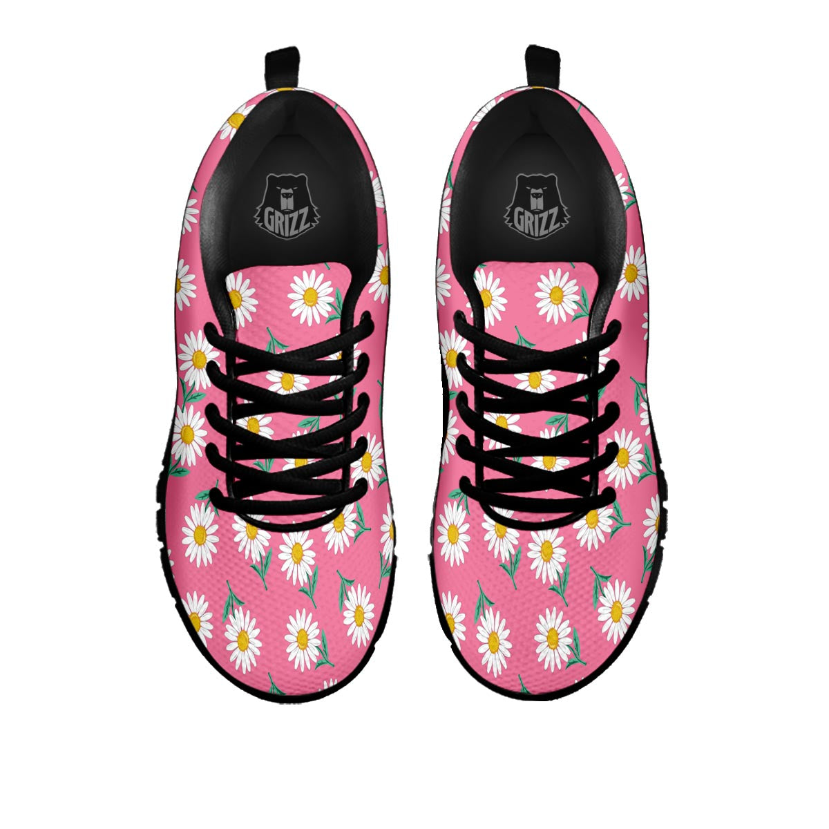 Chamomile Sunflower Print Pattern Black Sneaker-grizzshop