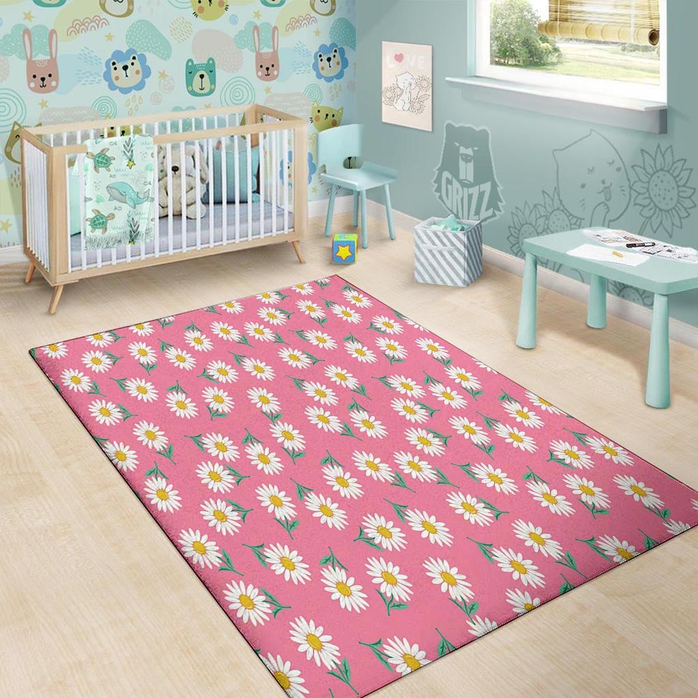 Chamomile Sunflower Print Pattern Floor Mat-grizzshop
