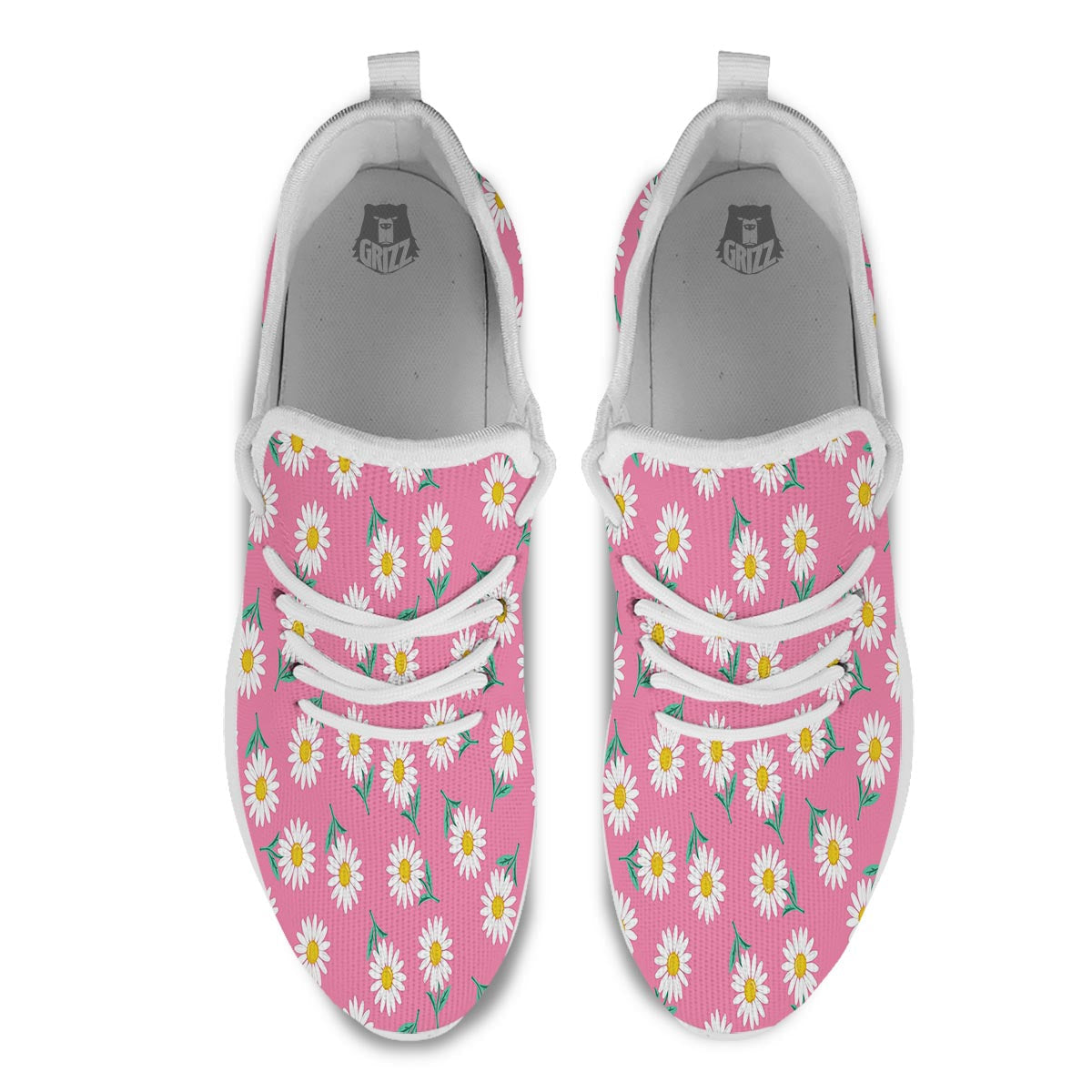 Chamomile Sunflower Print Pattern White Athletic Shoes-grizzshop