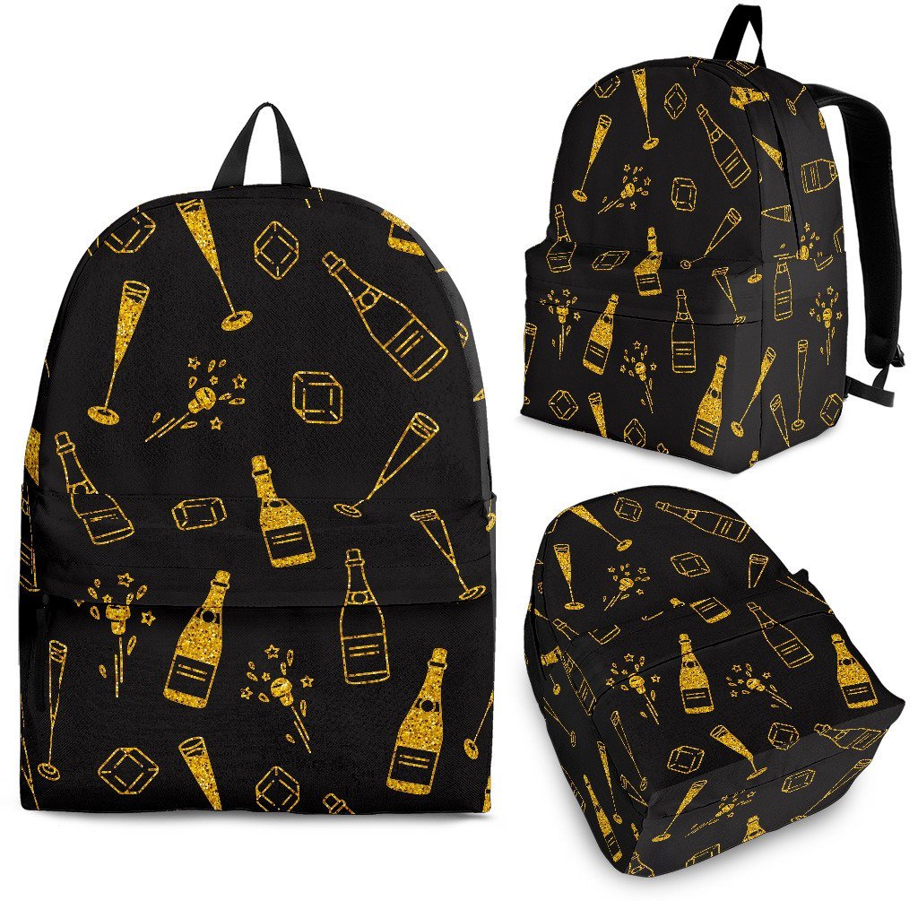 Champagne Gold Glitter Pattern Print Backpack-grizzshop