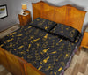 Champagne Gold Glitter Pattern Print Bed Set Quilt-grizzshop