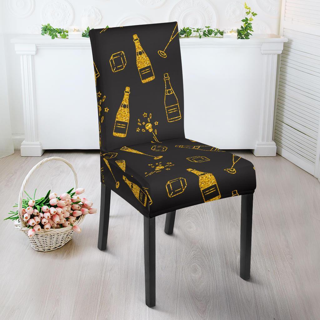 Champagne Gold Glitter Pattern Print Chair Cover-grizzshop