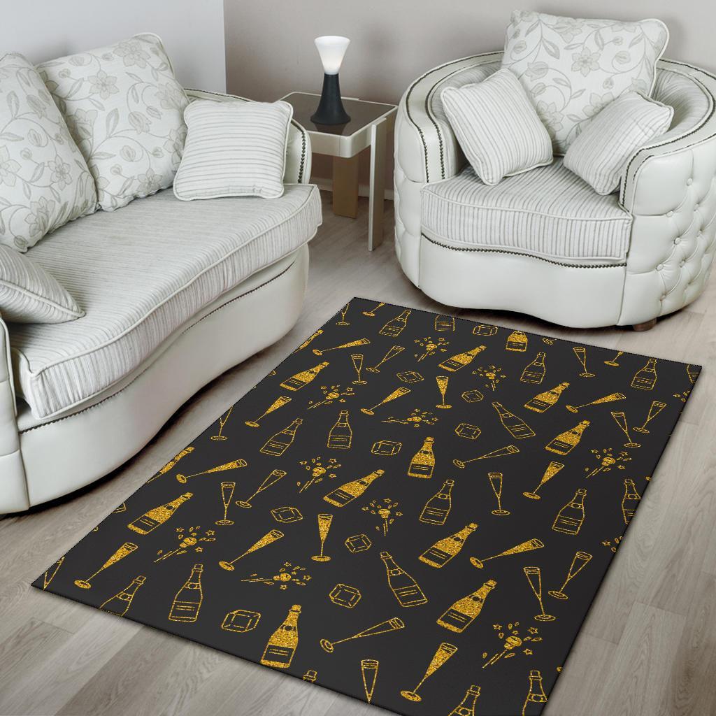 Champagne Gold Glitter Pattern Print Floor Mat-grizzshop