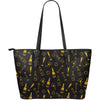 Champagne Gold Glitter Pattern Print Leather Tote Bag-grizzshop