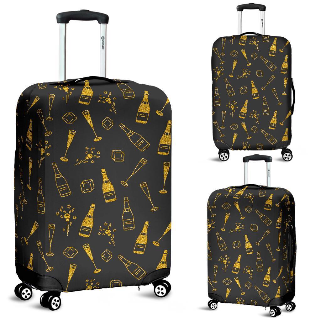 Champagne Gold Glitter Pattern Print Luggage Cover Protector-grizzshop