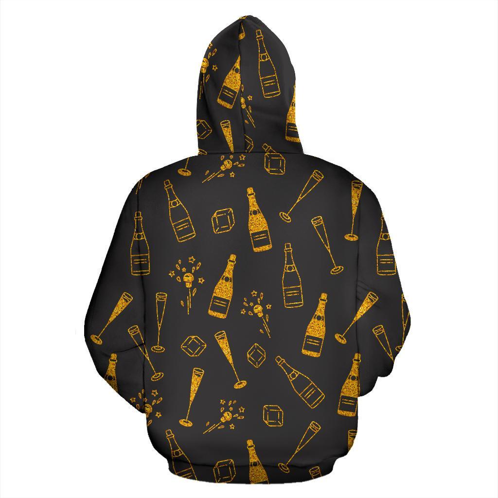 Champagne Gold Glitter Pattern Print Men Women Pullover Hoodie-grizzshop