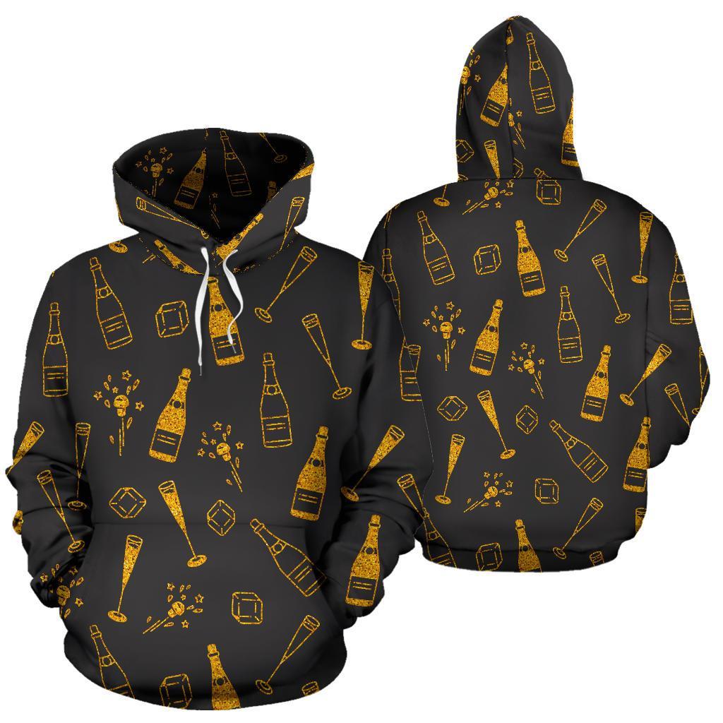 Champagne Gold Glitter Pattern Print Men Women Pullover Hoodie-grizzshop