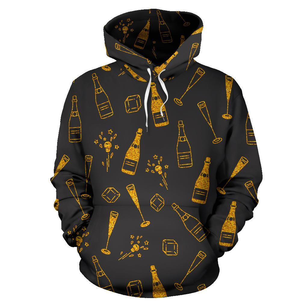 Champagne Gold Glitter Pattern Print Men Women Pullover Hoodie-grizzshop