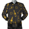 Champagne Gold Glitter Pattern Print Men's Bomber Jacket-grizzshop