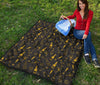 Champagne Gold Glitter Pattern Print Quilt-grizzshop