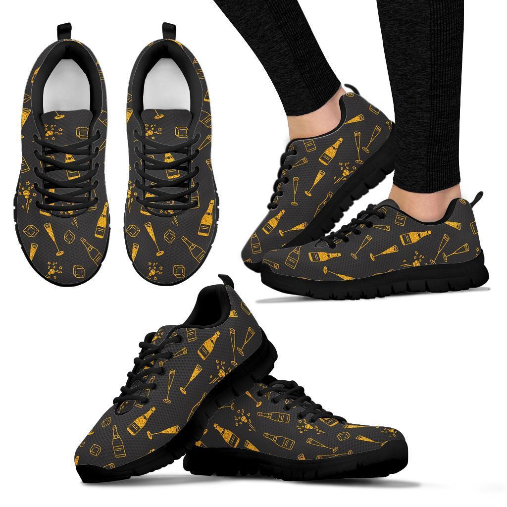 Champagne Gold Glitter Pattern Print Sneaker Shoes For Men Women-grizzshop