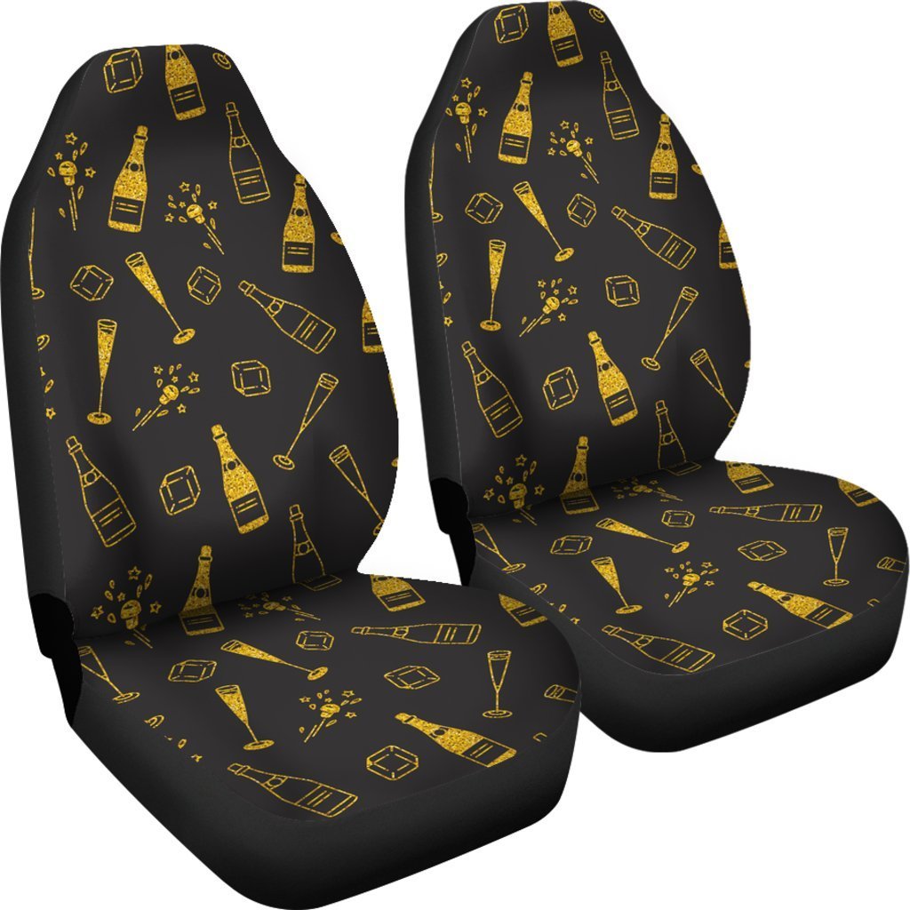 Champagne Gold Glitter Pattern Print Universal Car Seat Cover-grizzshop