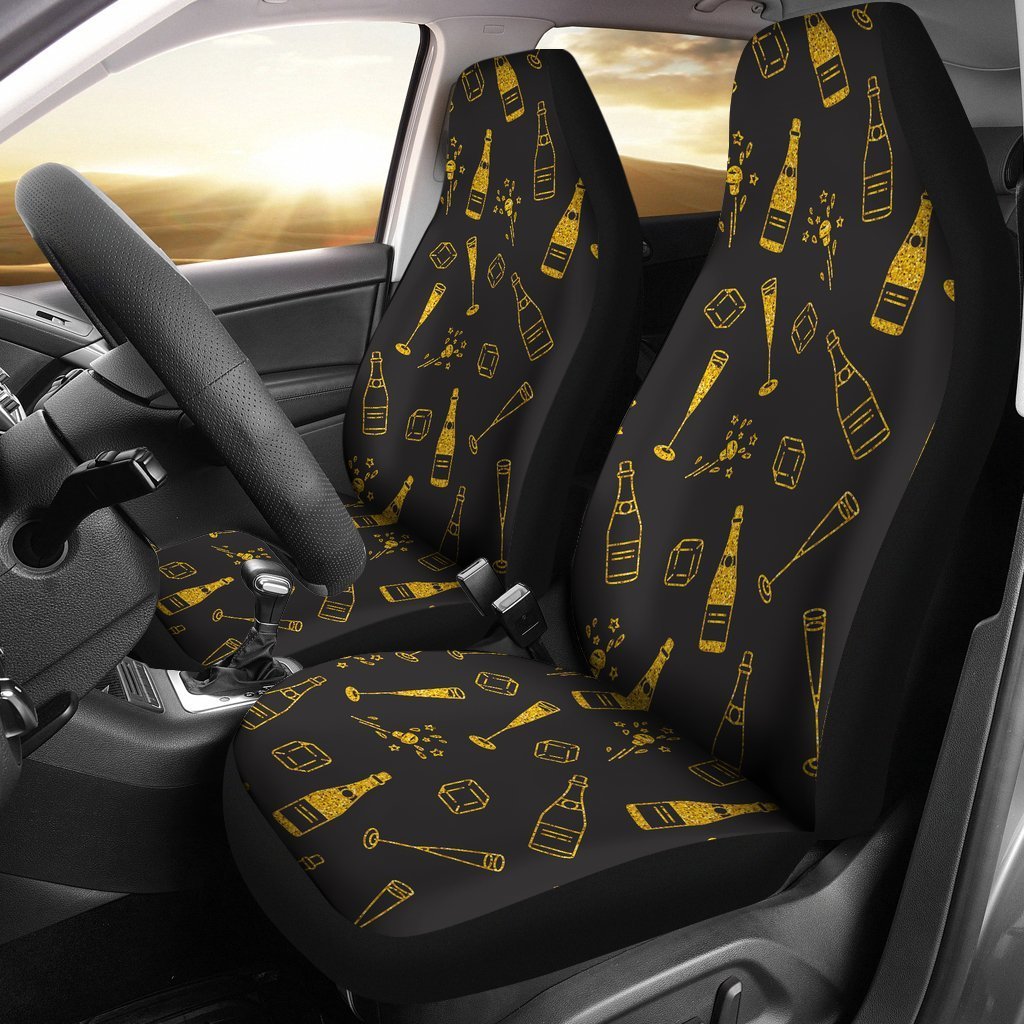 Champagne Gold Glitter Pattern Print Universal Car Seat Cover-grizzshop