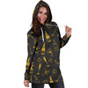 Champagne Gold Glitter Pattern Print Women Hoodie Dress-grizzshop