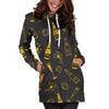 Champagne Gold Glitter Pattern Print Women Hoodie Dress-grizzshop