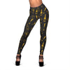 Champagne Gold Glitter Pattern Print Women Leggings-grizzshop