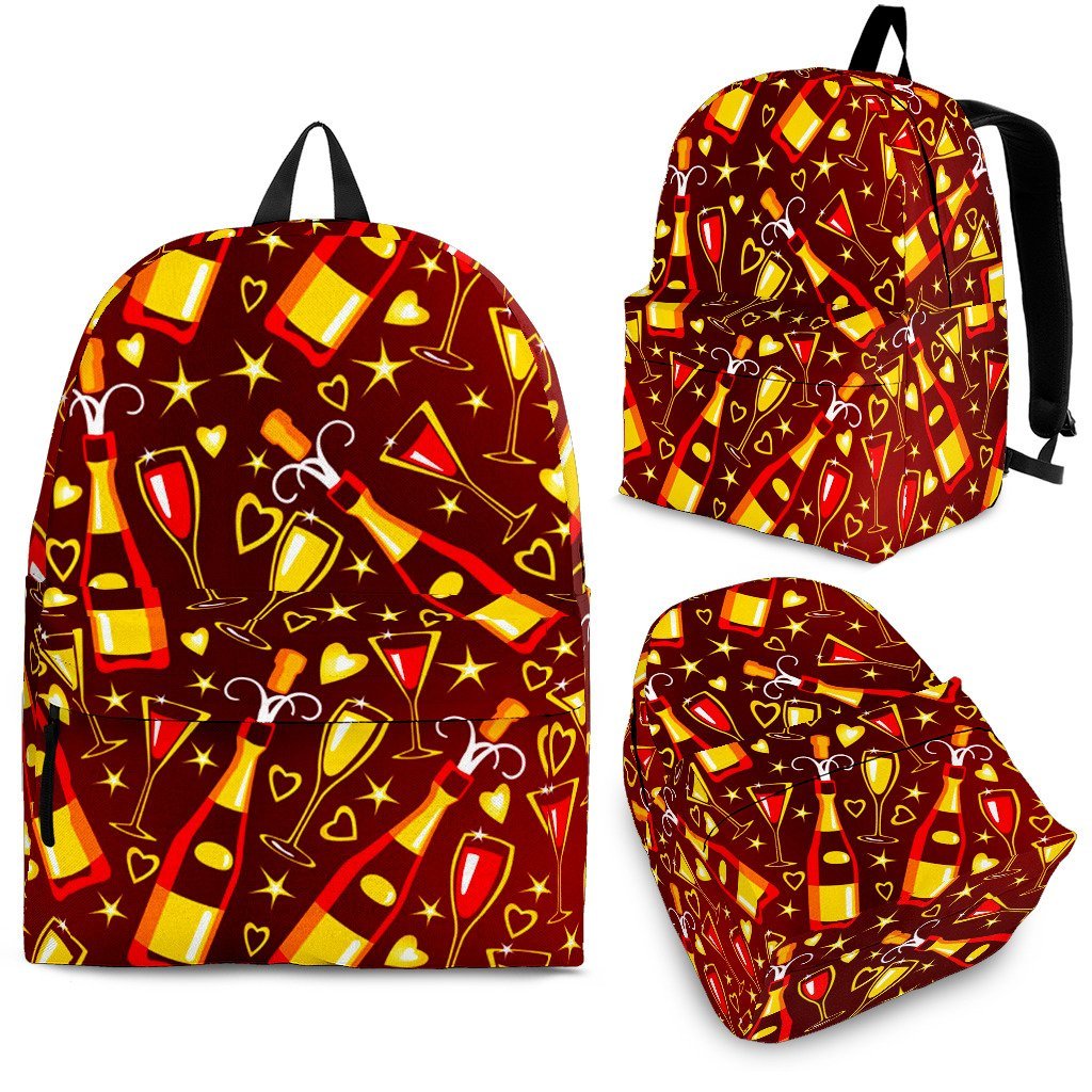 Champagne Pattern Print Backpack-grizzshop