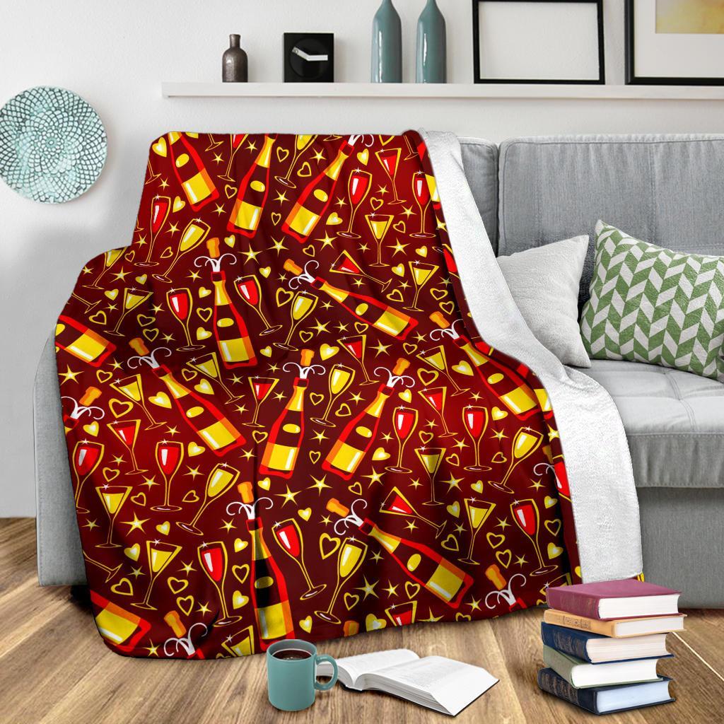 Champagne Pattern Print Blanket-grizzshop