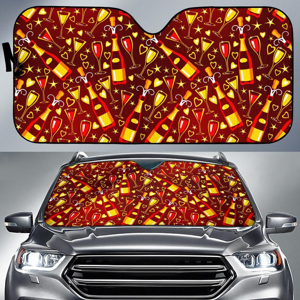 Champagne Pattern Print Car Sun Shade-grizzshop