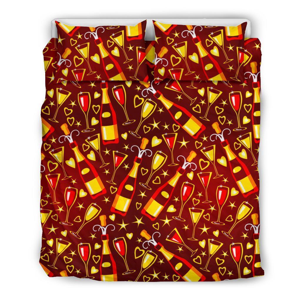Champagne Pattern Print Duvet Cover Bedding Set-grizzshop