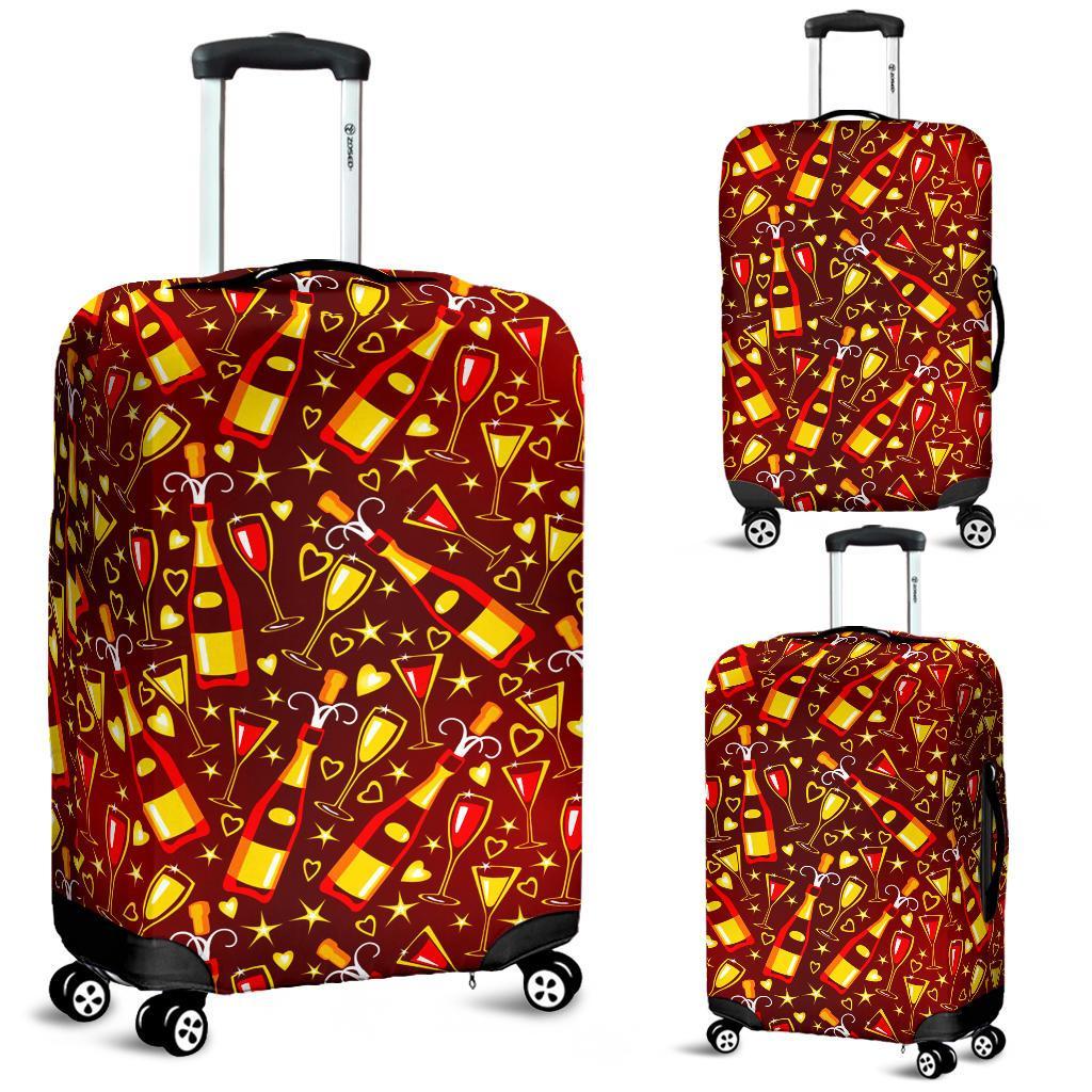 Champagne Pattern Print Luggage Cover Protector-grizzshop