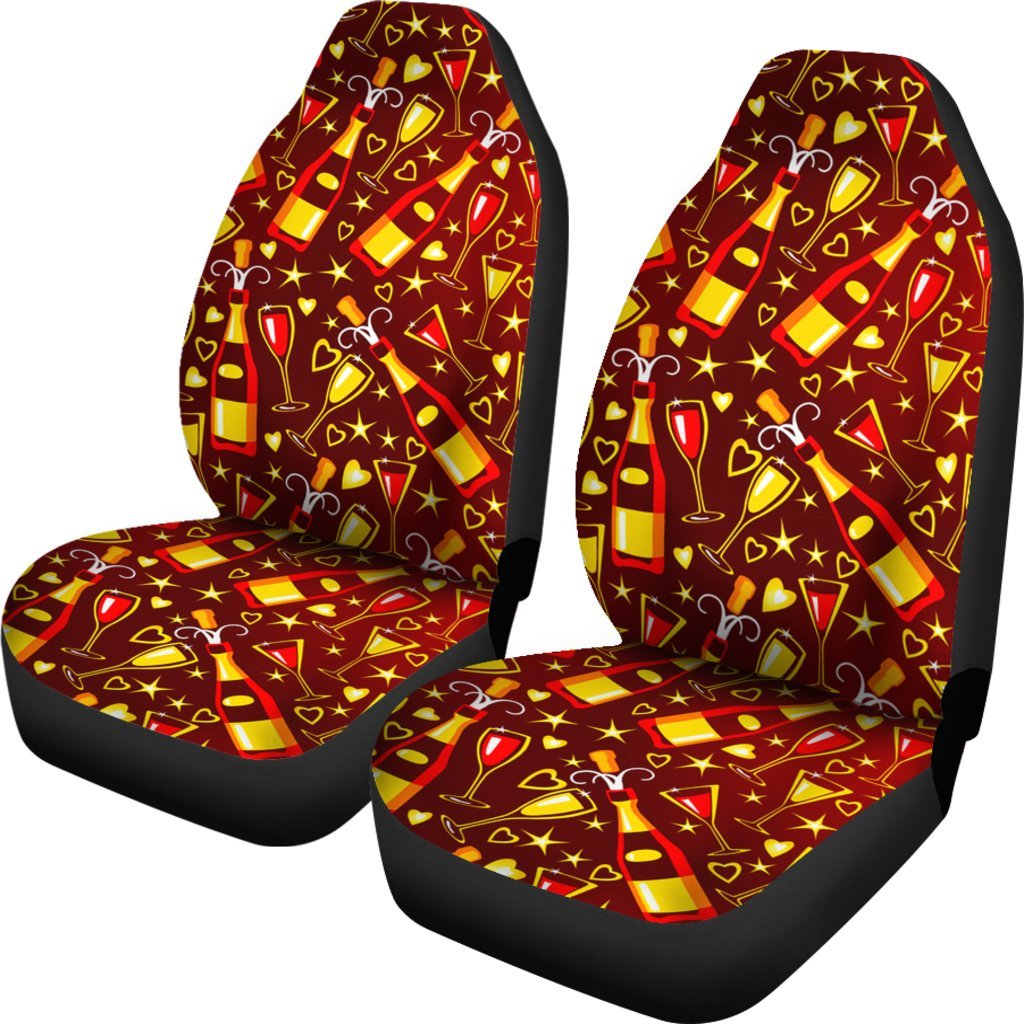 Champagne Pattern Print Universal Fit Car Seat Covers-grizzshop