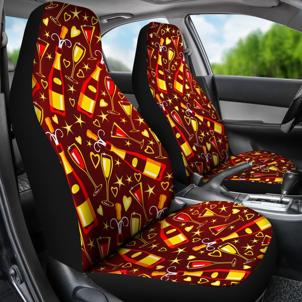 Champagne Pattern Print Universal Fit Car Seat Covers-grizzshop