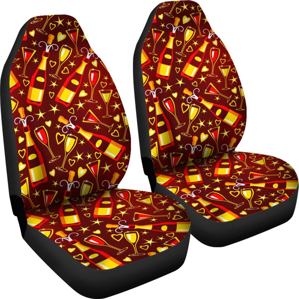 Champagne Pattern Print Universal Fit Car Seat Covers-grizzshop