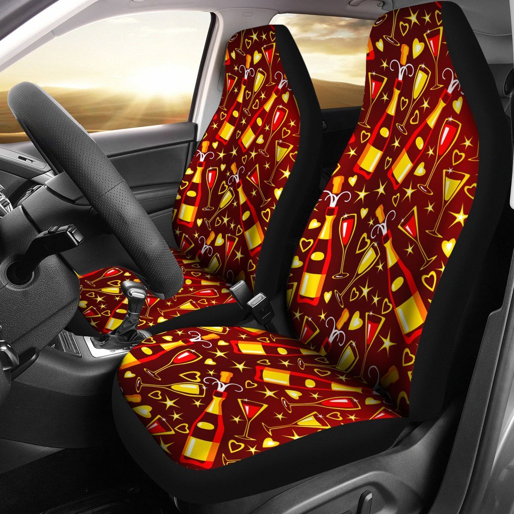 Champagne Pattern Print Universal Fit Car Seat Covers-grizzshop