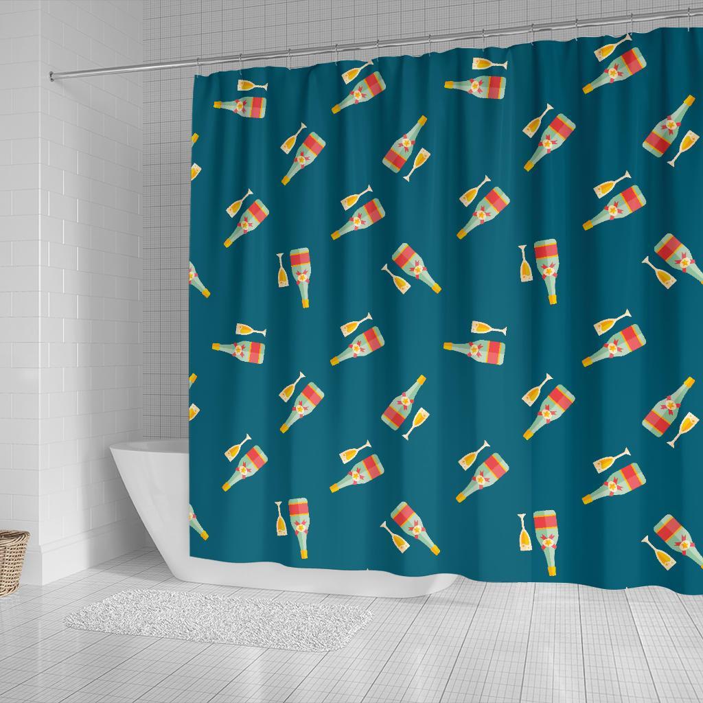 Champagne Print Pattern Bathroom Shower Curtain-grizzshop