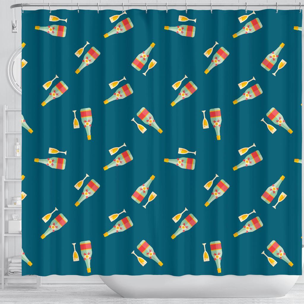 Champagne Print Pattern Bathroom Shower Curtain-grizzshop