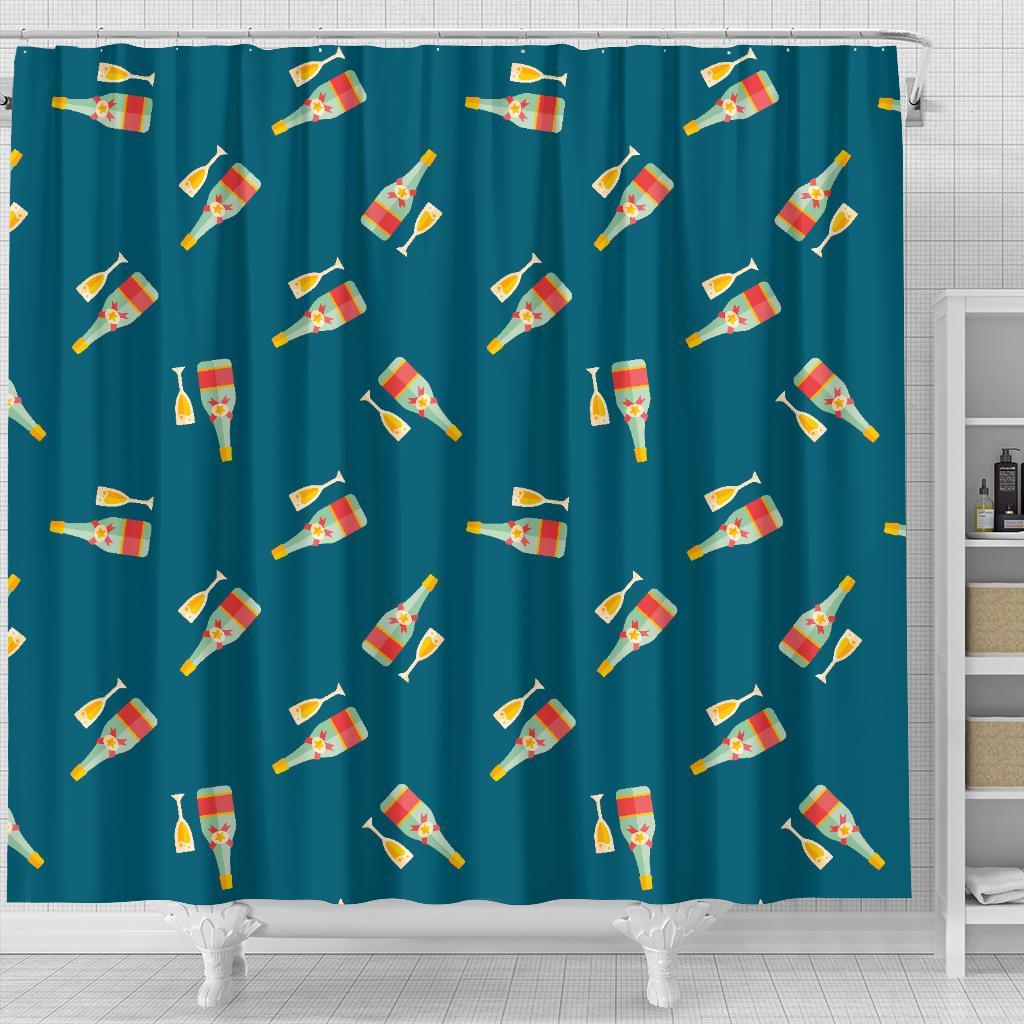 Champagne Print Pattern Bathroom Shower Curtain-grizzshop